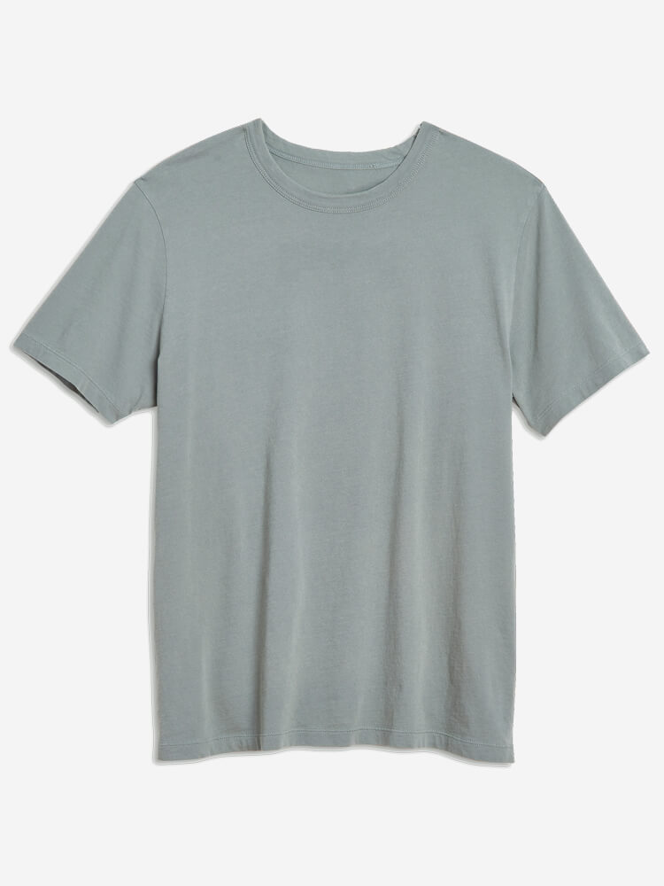 Melange Split Neck T-shirt, Medium Green