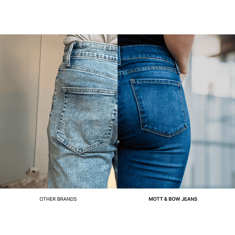 Women wearing Azul oscuro/medio Slim Straight Ridge Jeans