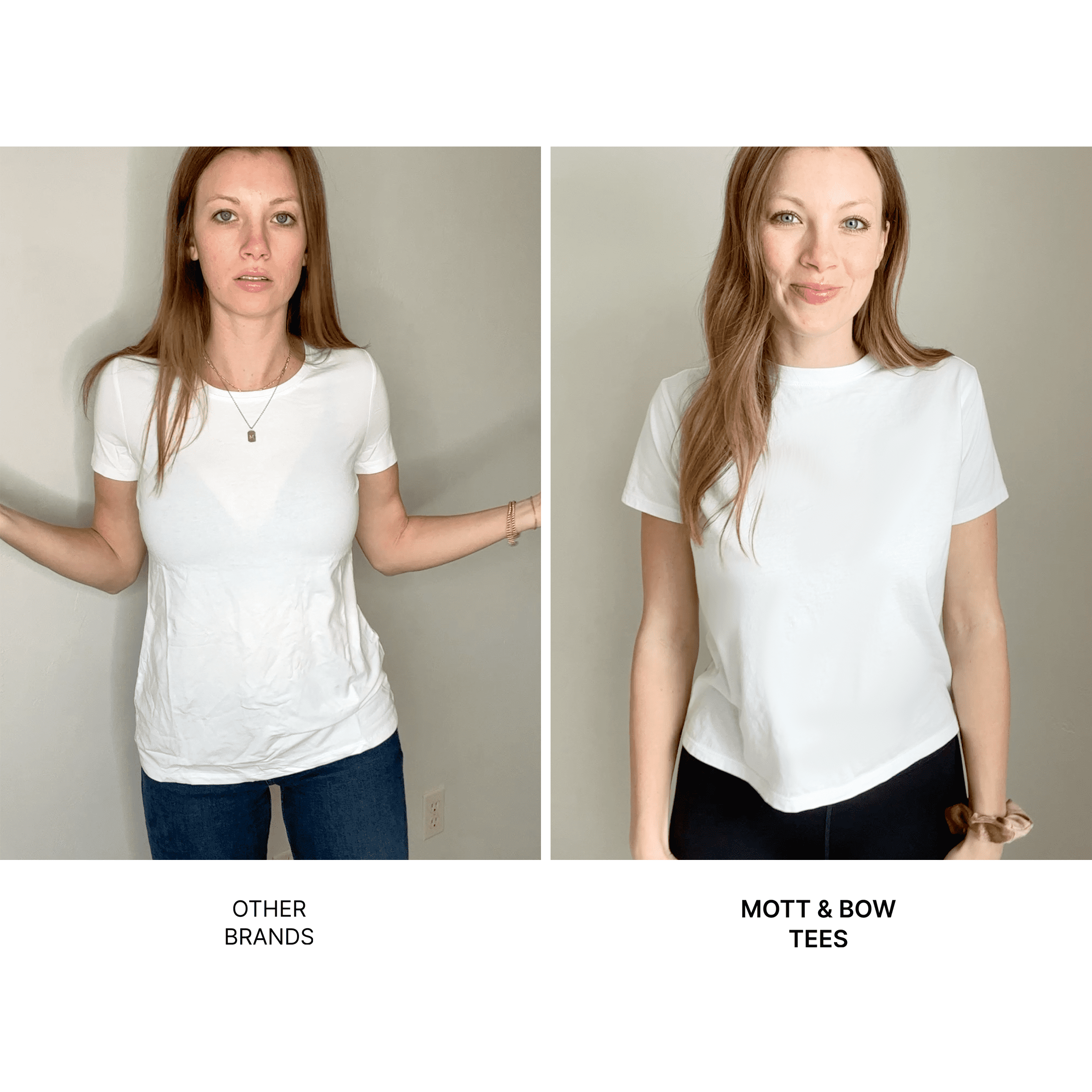 Women wearing Blanco Fitted V-Neck Marcy Tee