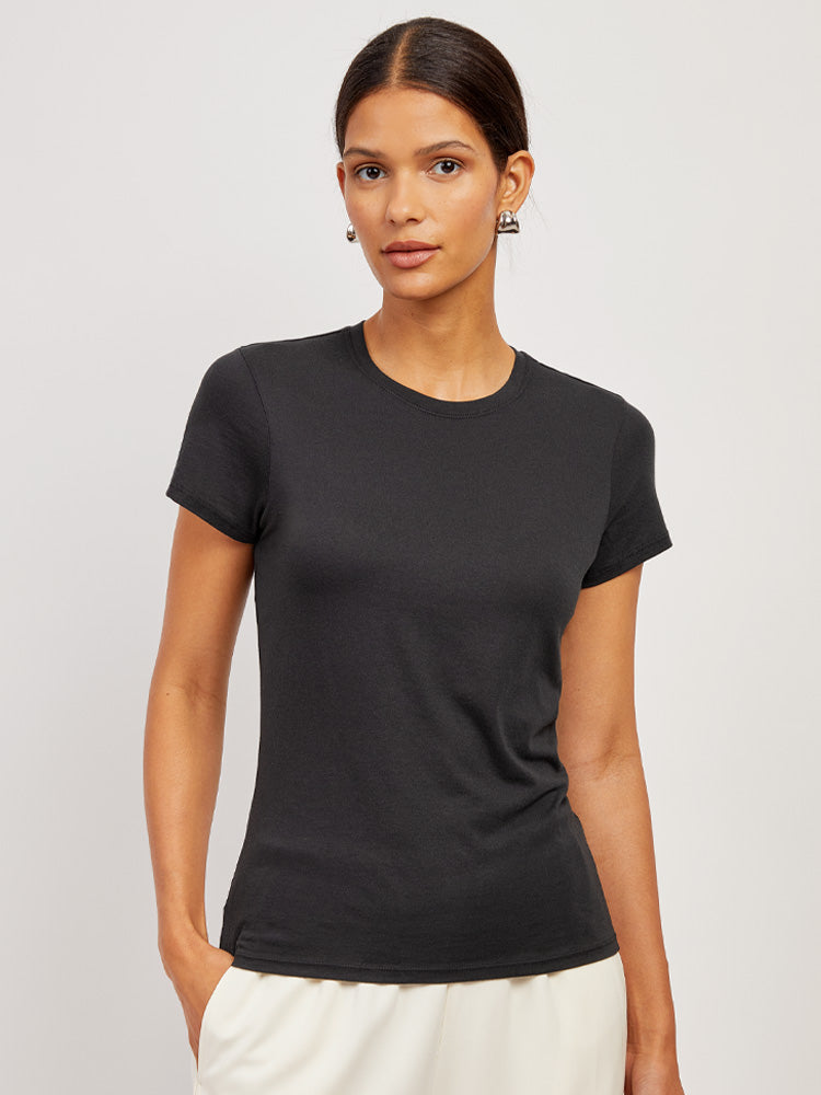 Women wearing Noir Fitted Crew Marcy Tee