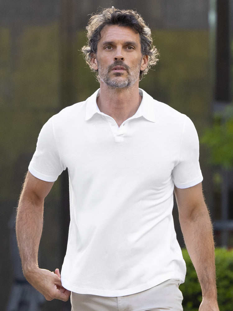 Men wearing Blanc Jersey Sueded Polo