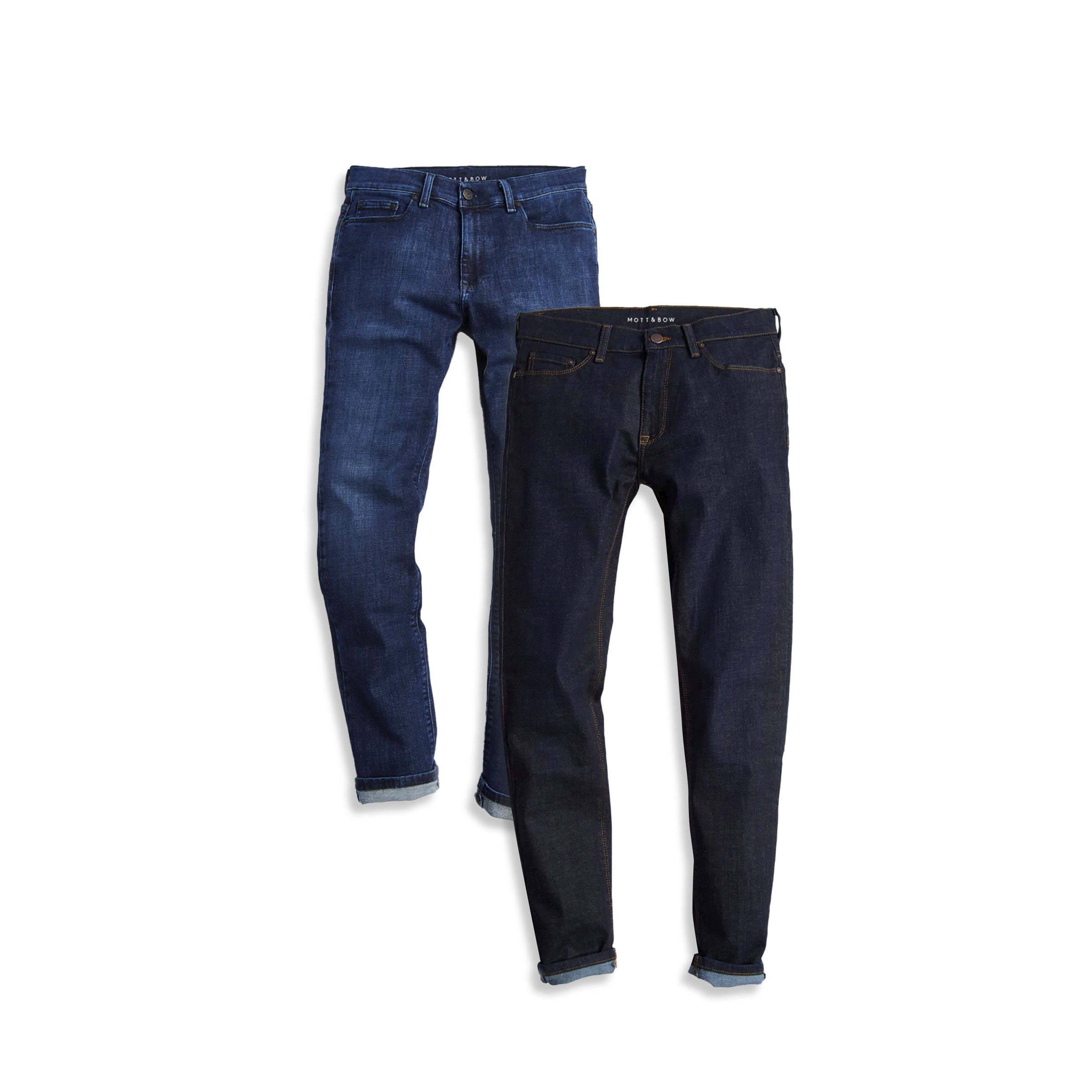  wearing Dark Blue/Medium Blue Slim Crosby Dark Blue and Wooster Medium Blue 2-Pack Jeans