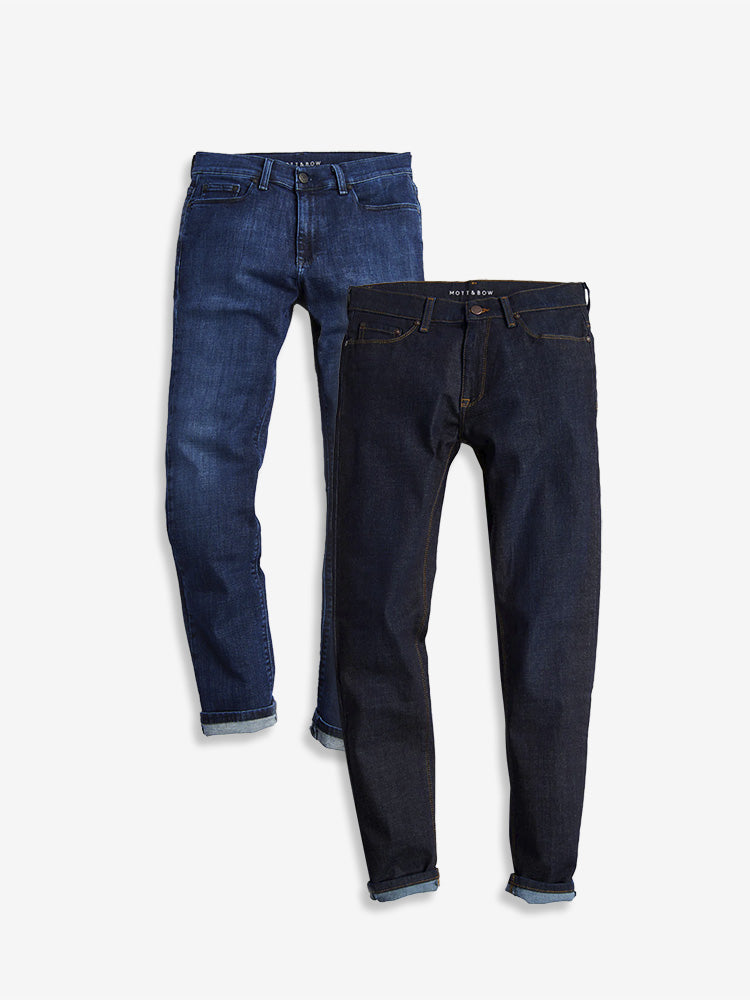 Men wearing Dark Blue/Medium Blue Slim Crosby Dark Blue and Wooster Medium Blue 2-Pack Jeans