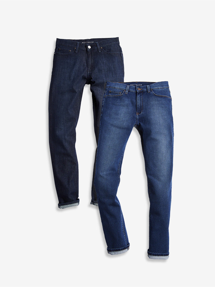 Men wearing Medium/Dark Blue / Light/Medium Blue Slim Crosby Medium/Dark Blue and Oliver Light/Medium Blue Jeans Pack