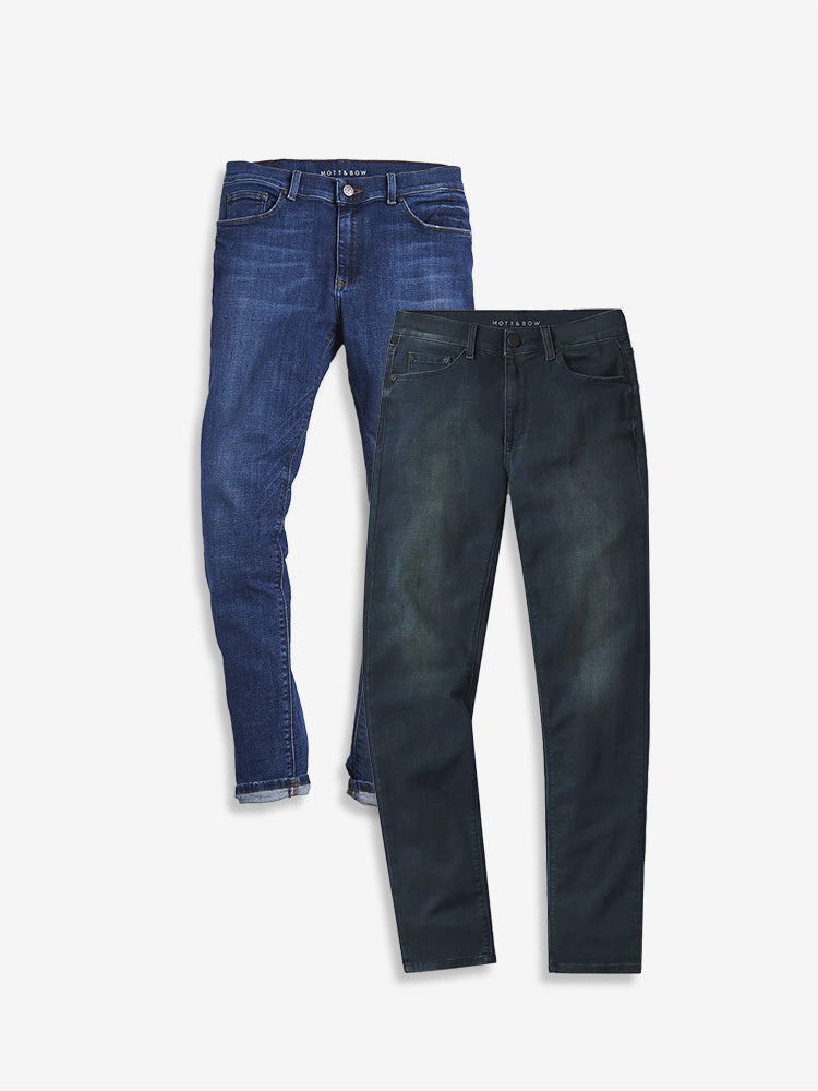 Men wearing Medium Blue / Light/Medium Blue Slim Fulton Medium Blue and Wooster Light/Medium Blue 2-Pack Jeans jeans