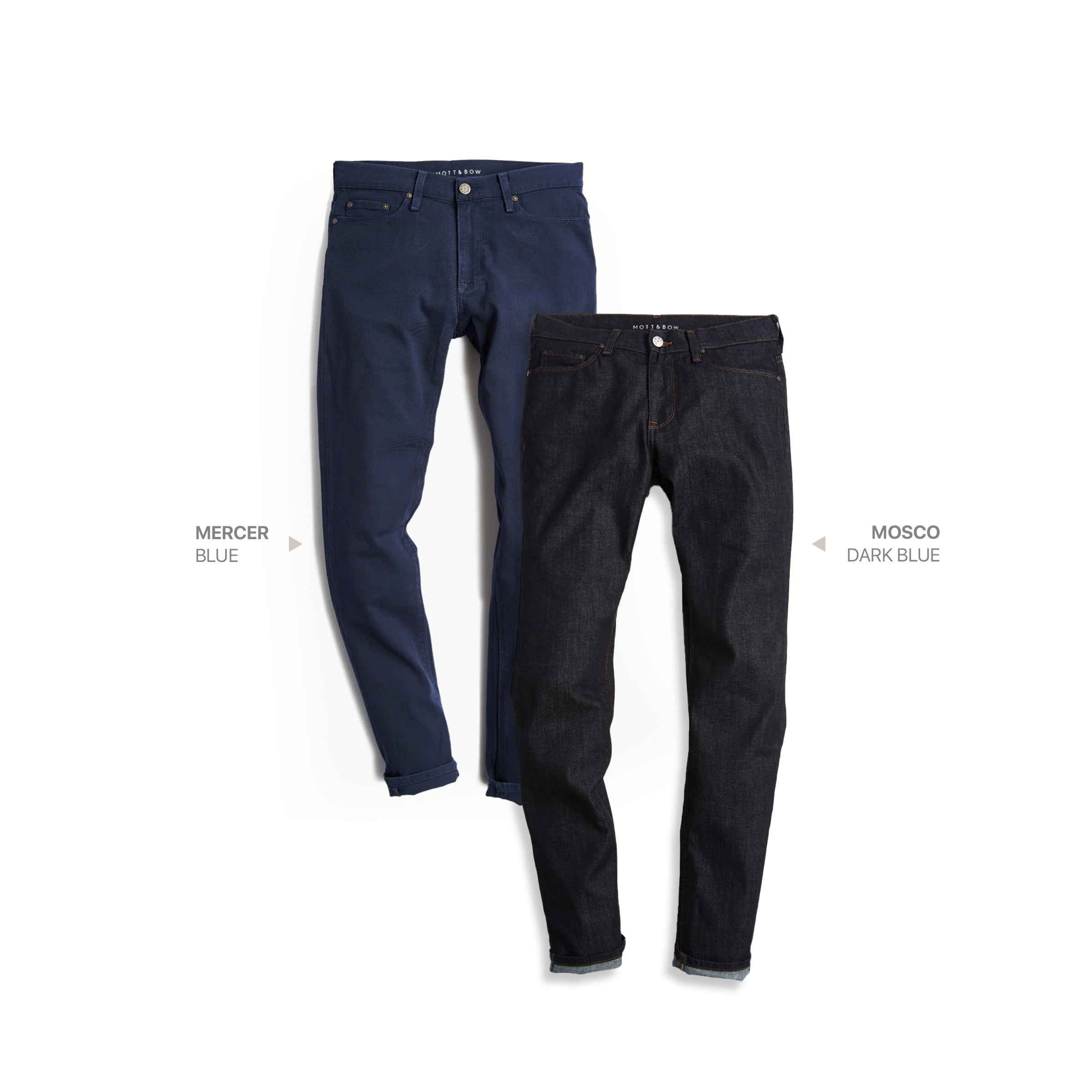  wearing Blue / Dark Blue Slim Mercer Blue and Mosco Dark Blue 2-Pack Jeans