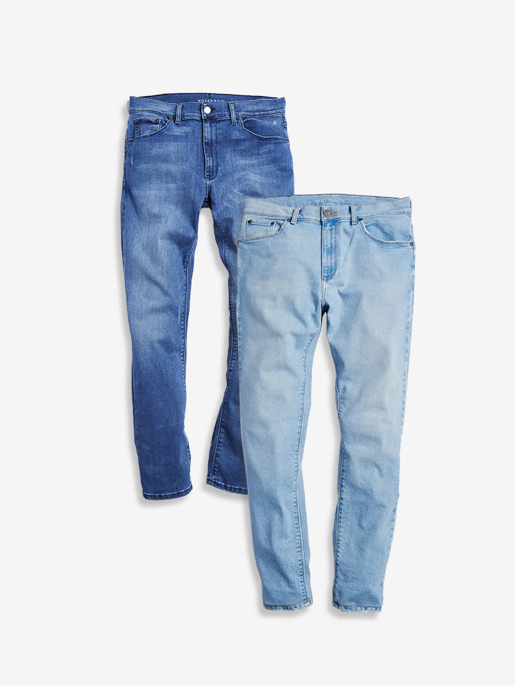 Men wearing Medium Blue/Light Blue Slim Staple Medium Blue and Grand Light Blue Jeans Pack jeans