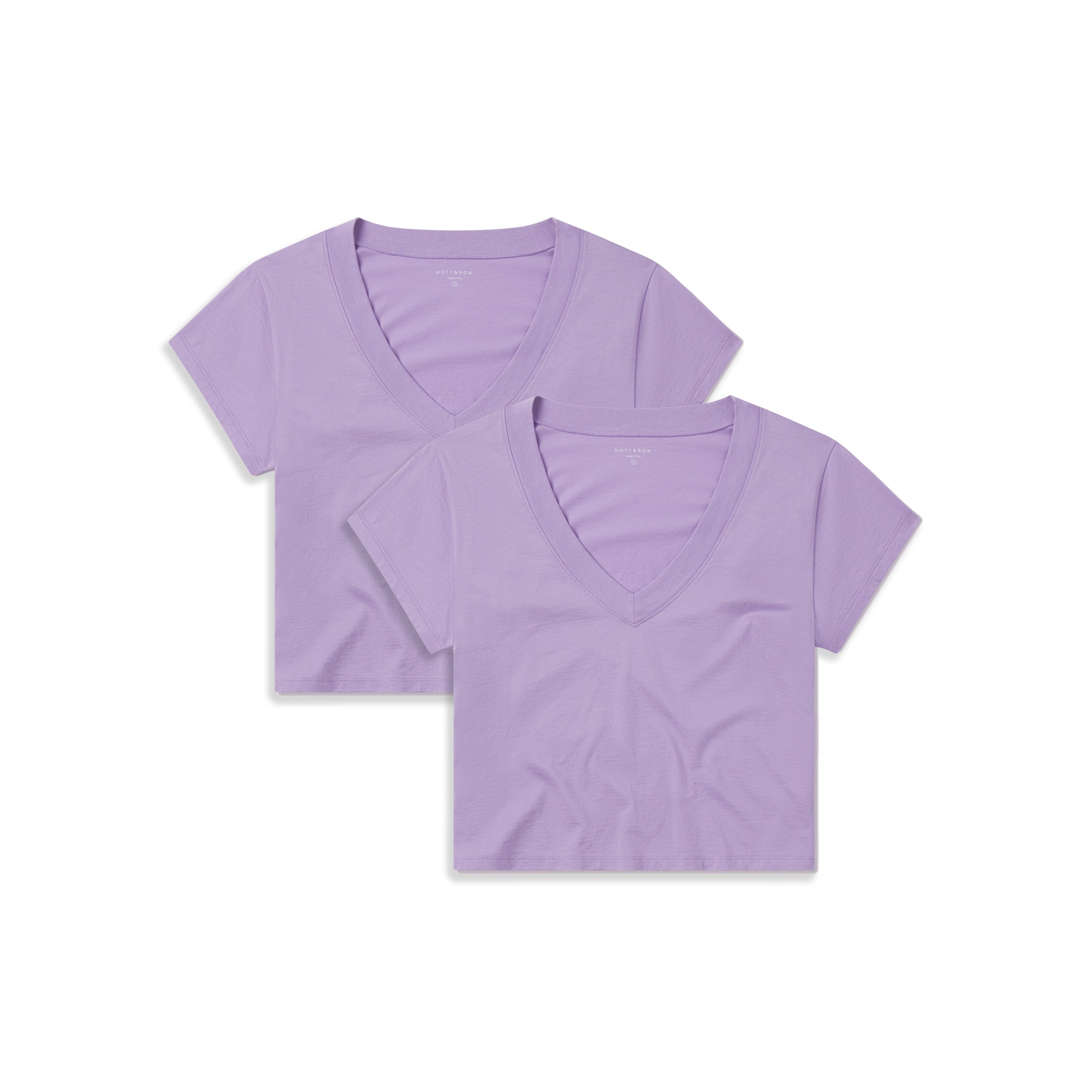  wearing 2 Lilac The Cotton Boxy Deep V-Neck Tee 2-Pack