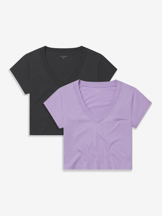 The Cotton Boxy Deep V-Neck Tee 2-Pack tees