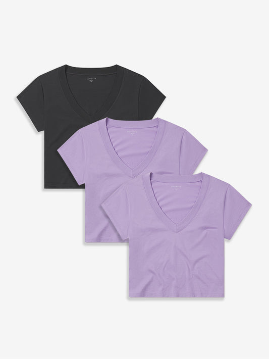 The Cotton Boxy Deep V-Neck Tee 3-Pack tees