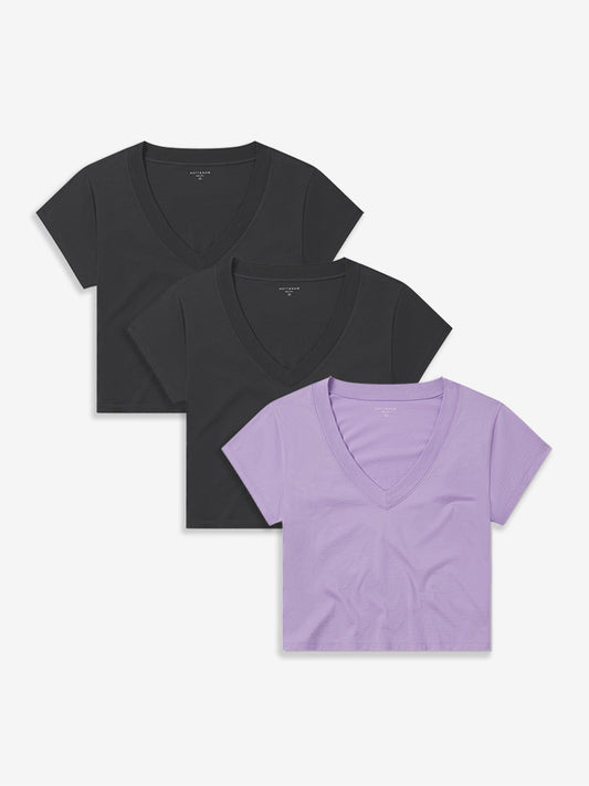 The Cotton Boxy Deep V-Neck Tee 3-Pack tees