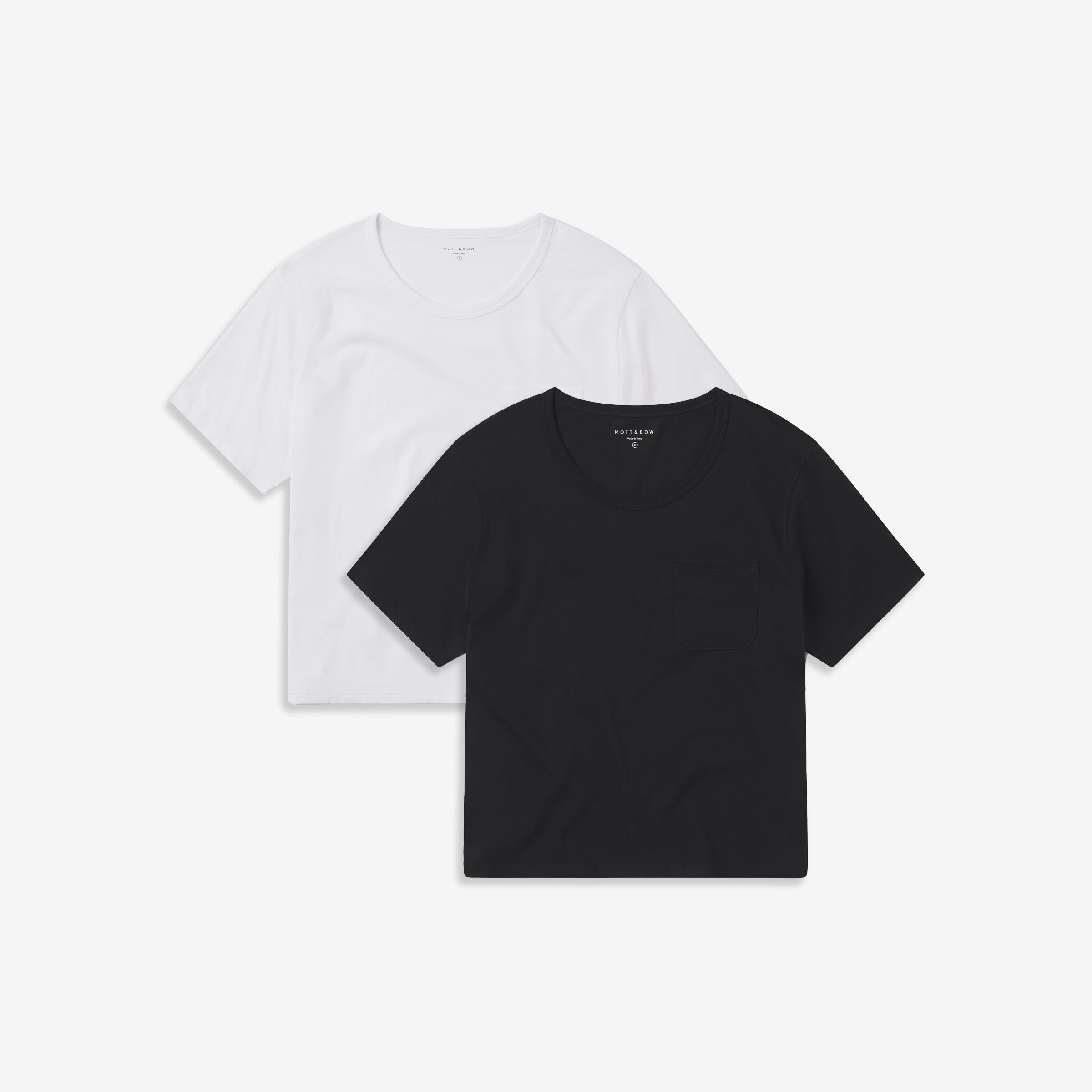  wearing White/Black The Cotton Boxy Pocket Crew Neck Tee 2-Pack