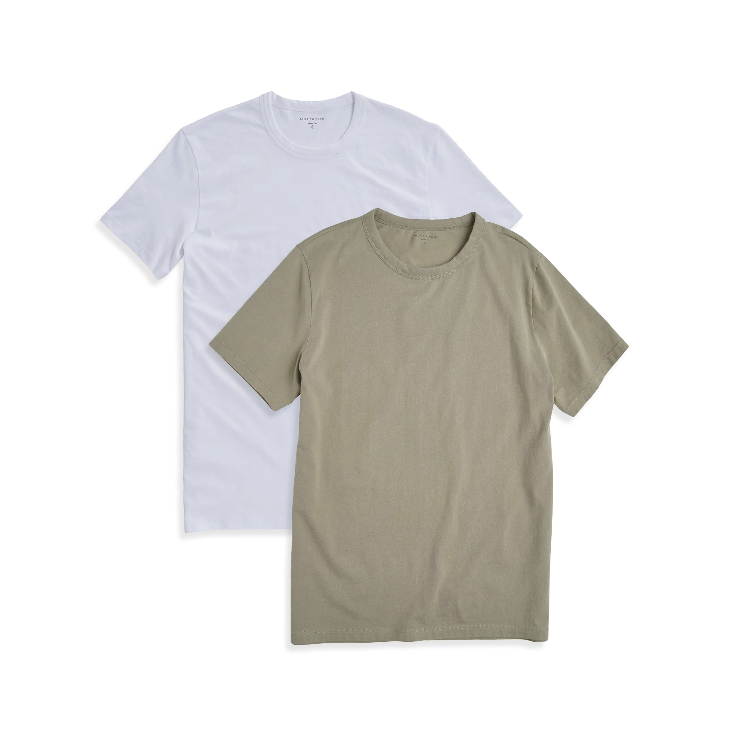 Men wearing MIlitary Green/White Classic Crew Driggs 2-Pack