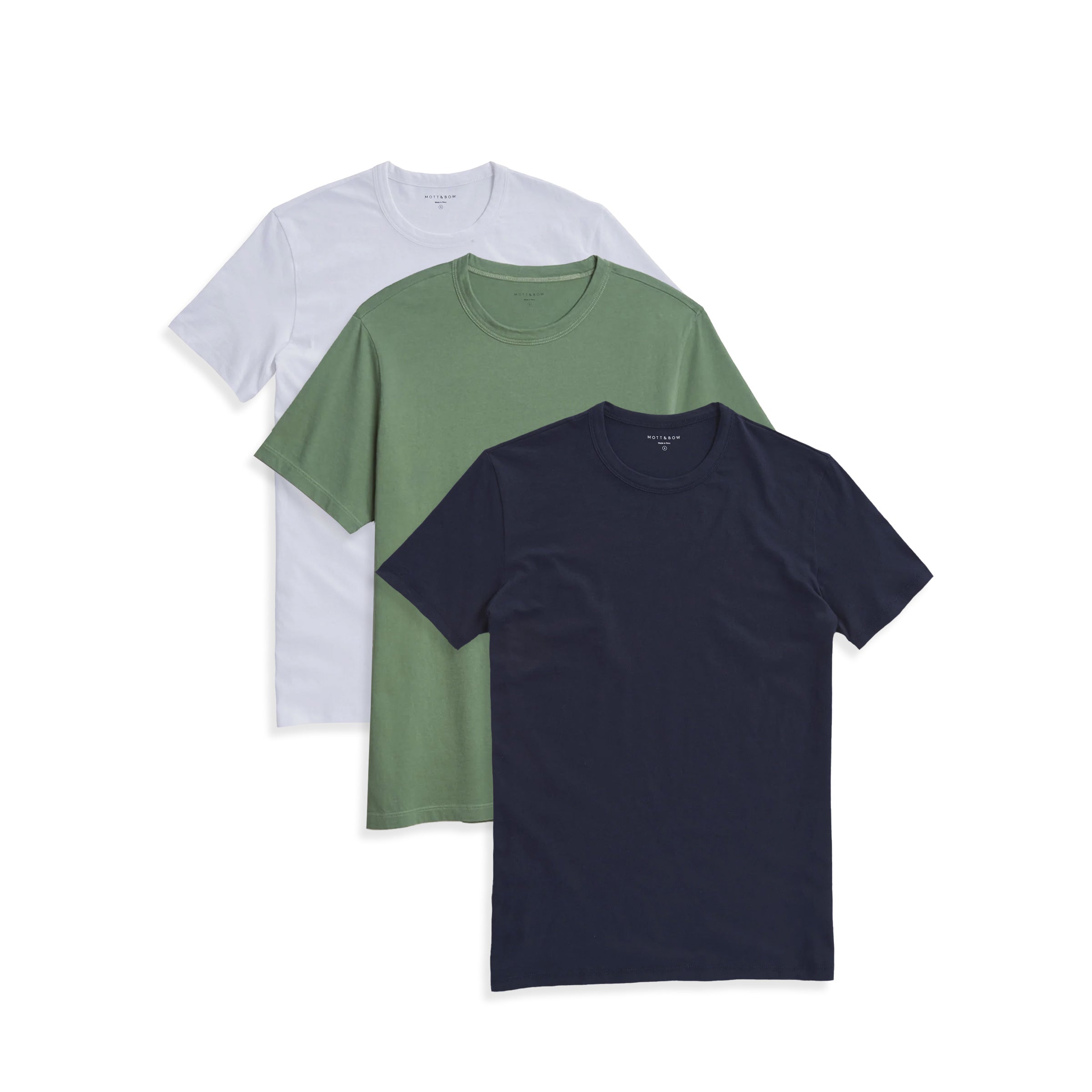  wearing White/Navy/Olive Classic Crew Driggs 3-Pack