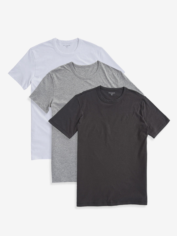 Men wearing White/Heather Gray/Dark Gray Classic Crew Driggs 3-Pack tees