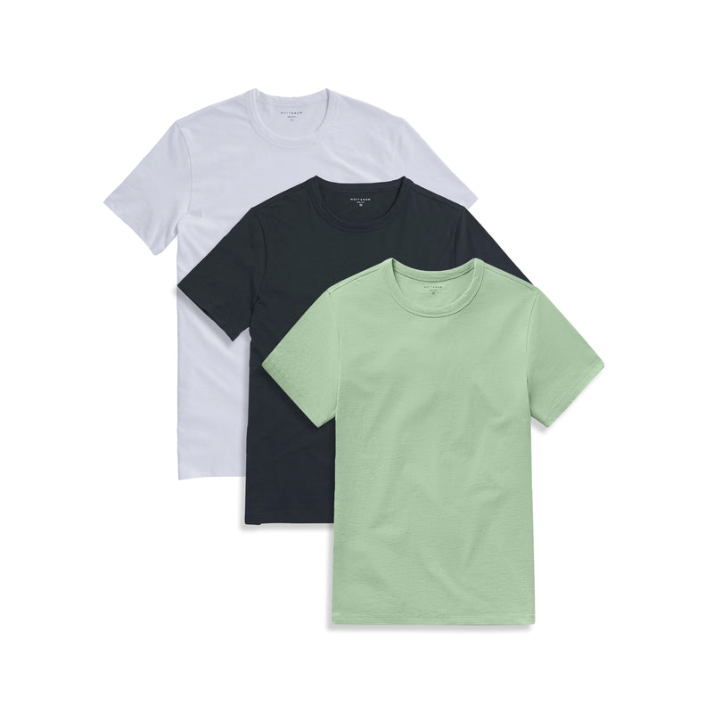  wearing Pistachio/Pine/White Classic Crew Driggs 3-Pack