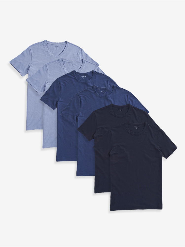 Men wearing Navy/Baltic Blue/California Blue Classic Crew Driggs 6-Pack