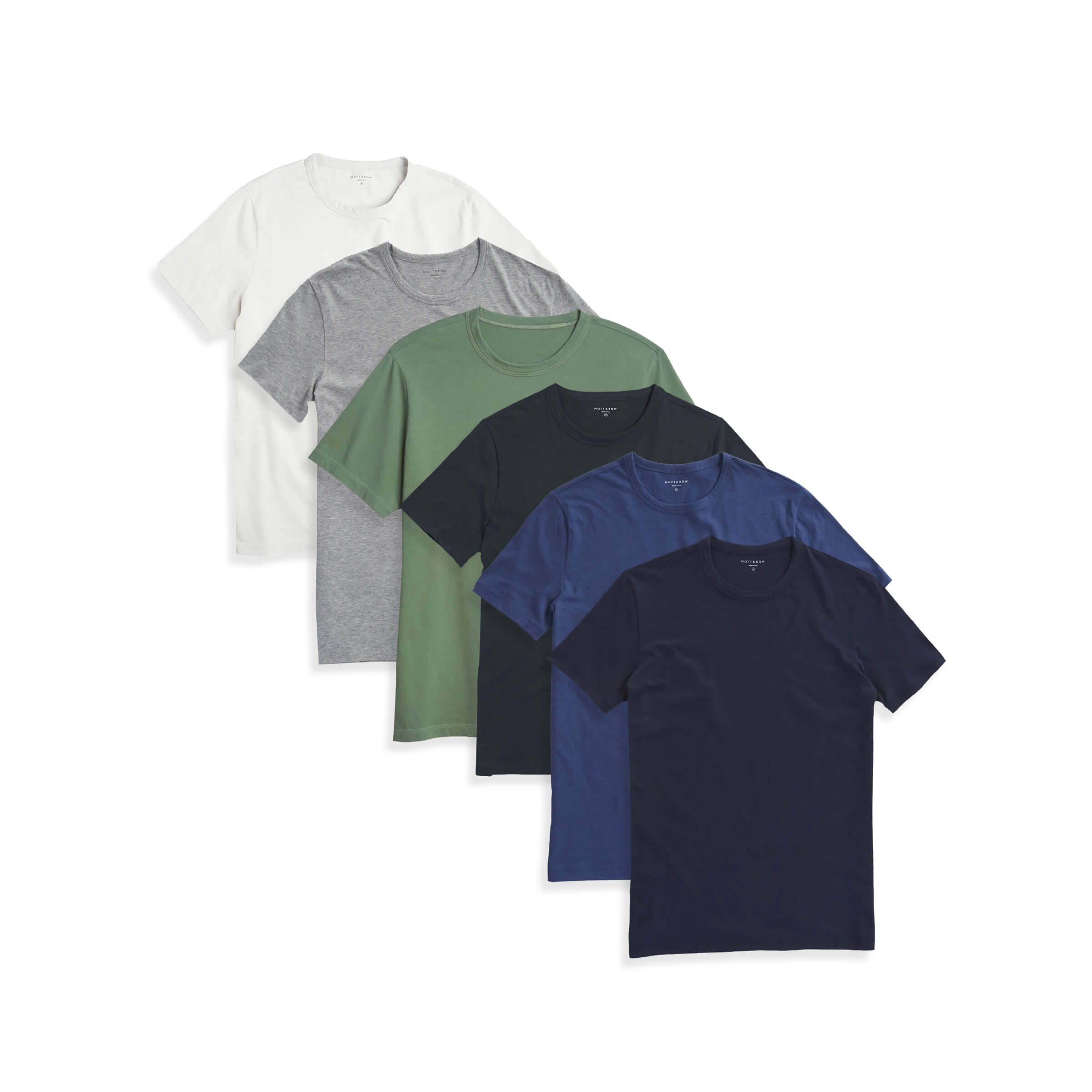  wearing Bone/Heather Gray/Olive/Pine/Baltic Blue/Navy Classic Crew Driggs 6-Pack