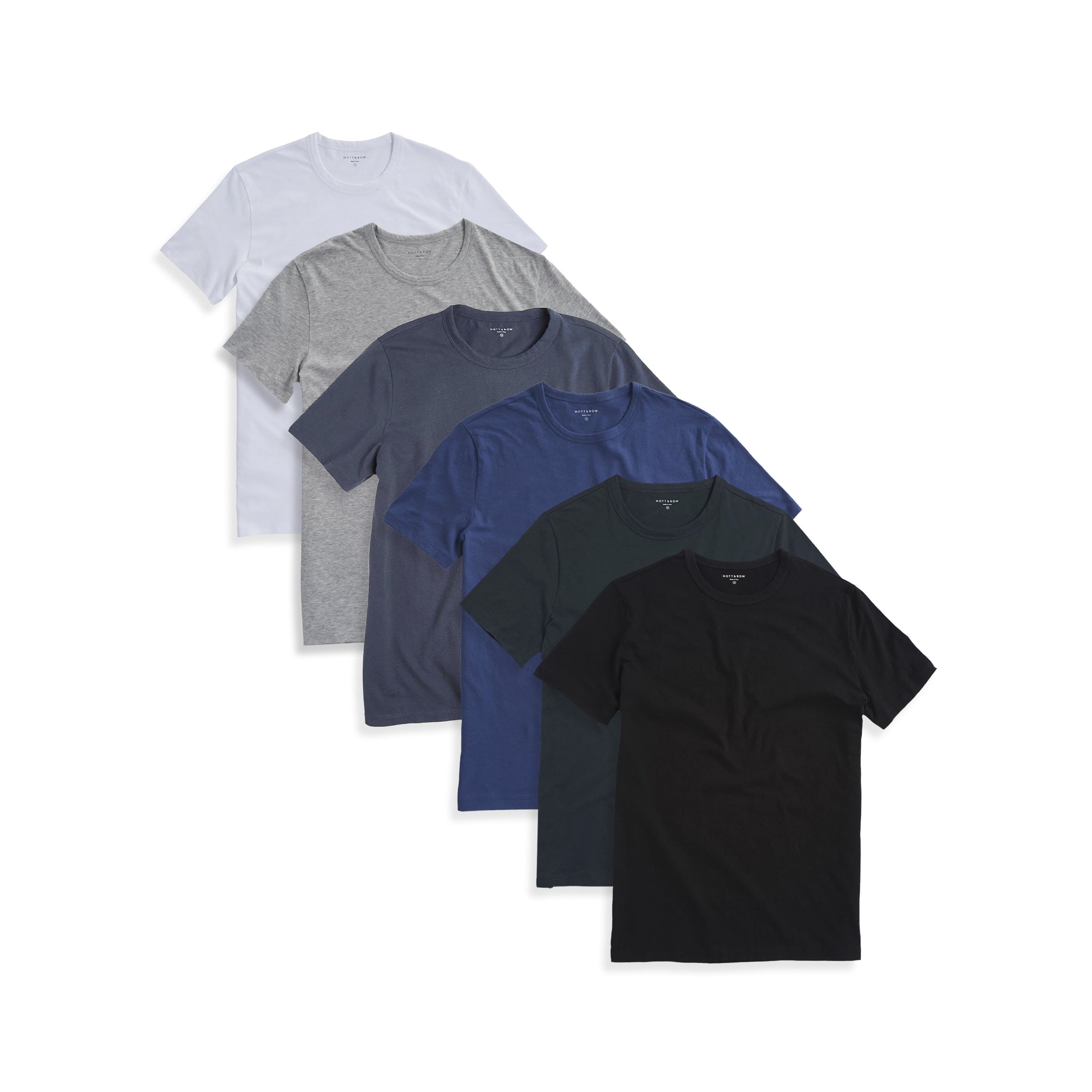  wearing Black/White/Heather Gray/Baltic Blue/Blue Slate/Pine Classic Crew Driggs 6-Pack