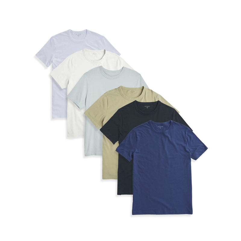  wearing White/Bone/Surf/Desert/Pine/Baltic Blue Classic Crew Driggs 6-Pack