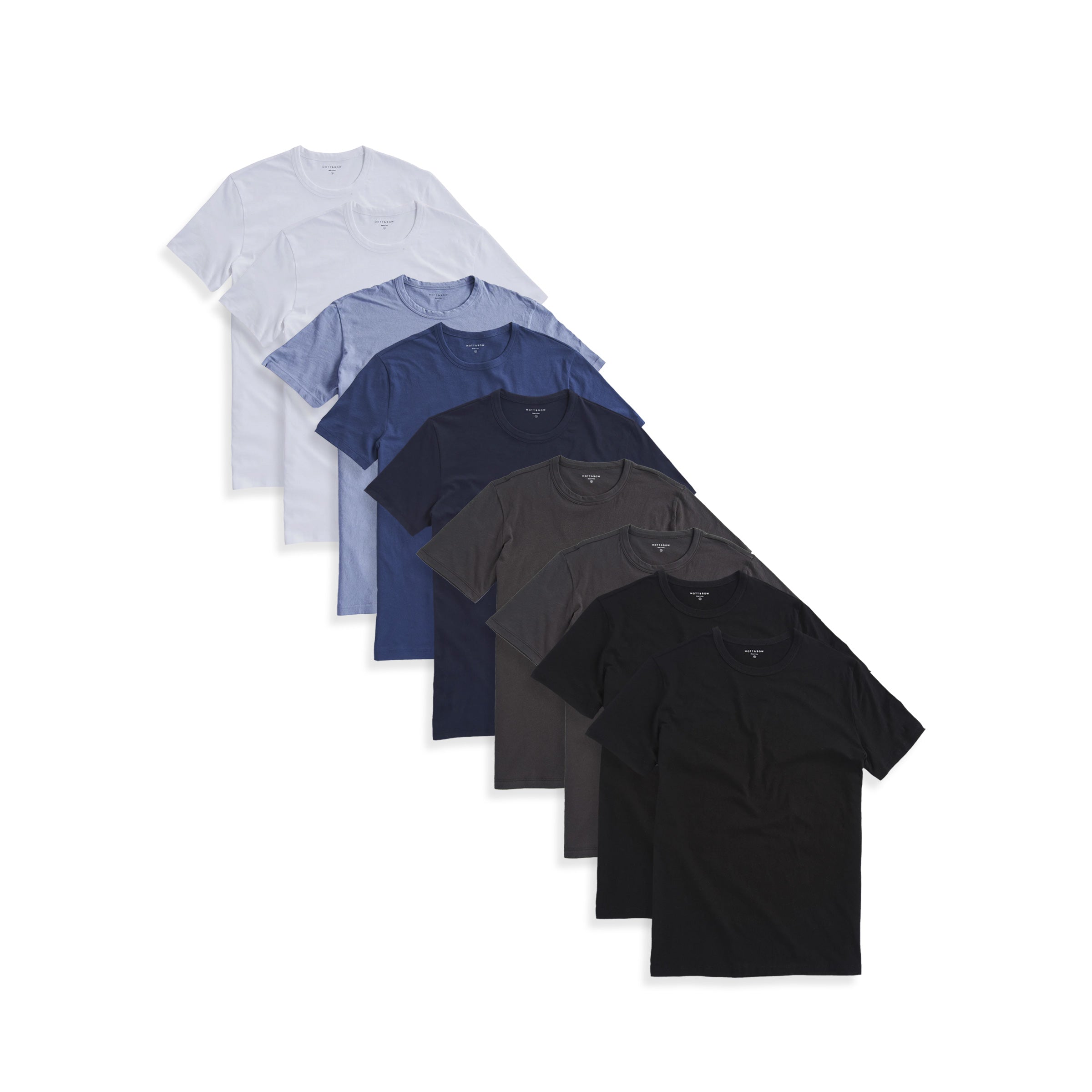  wearing 2 Black/2 Dark Gray/Navy/Baltic Blue/California Blue/2 White Classic Crew Driggs 9-Pack