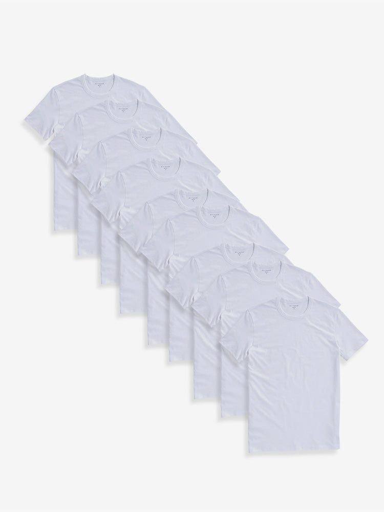 Men wearing White Classic Crew Driggs 9-Pack tees