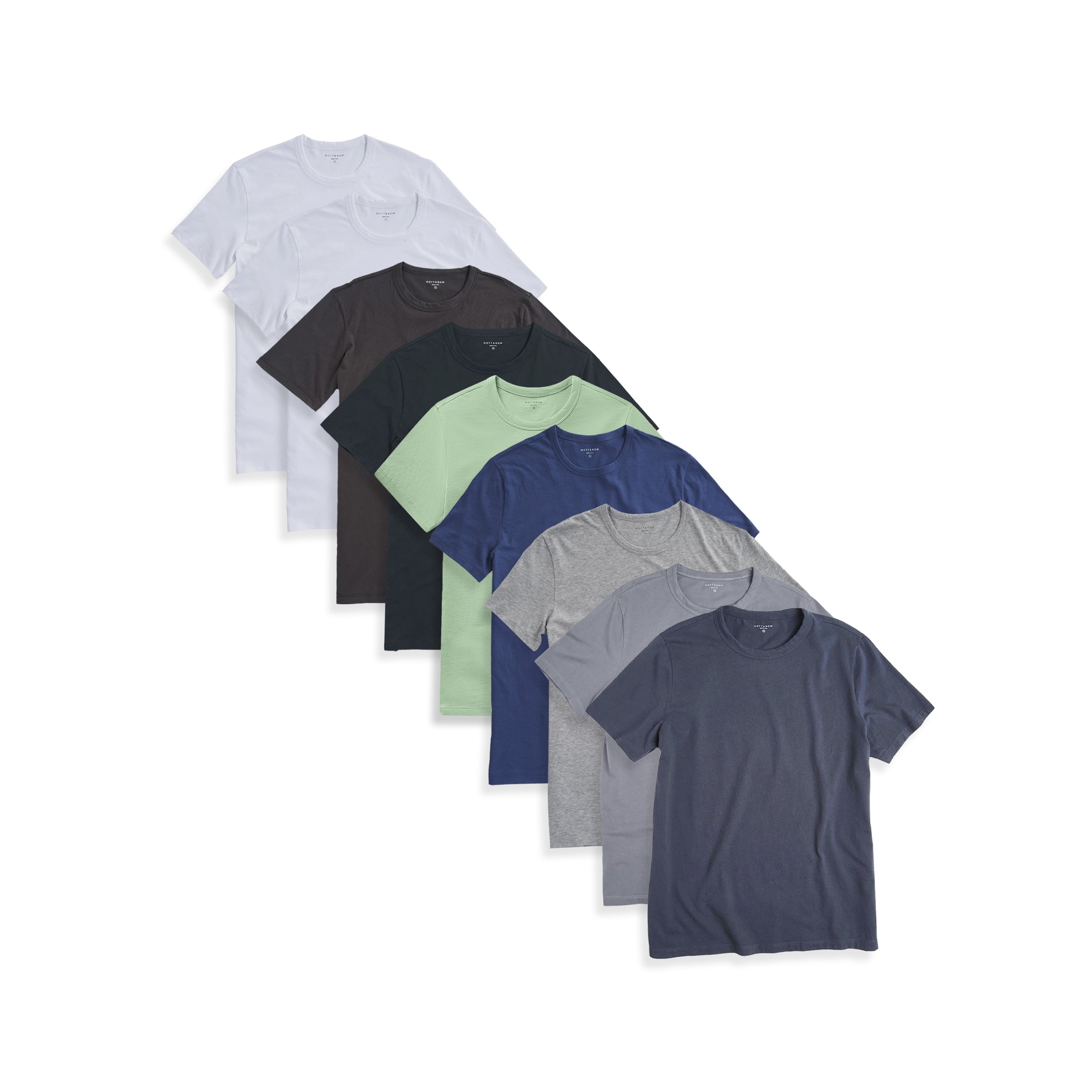  wearing White/Dark Gray/Pine/Pistacho/Baltic Blue/Heather Gray/Blue Slate/Gray Blue Classic Crew Driggs 9-Pack