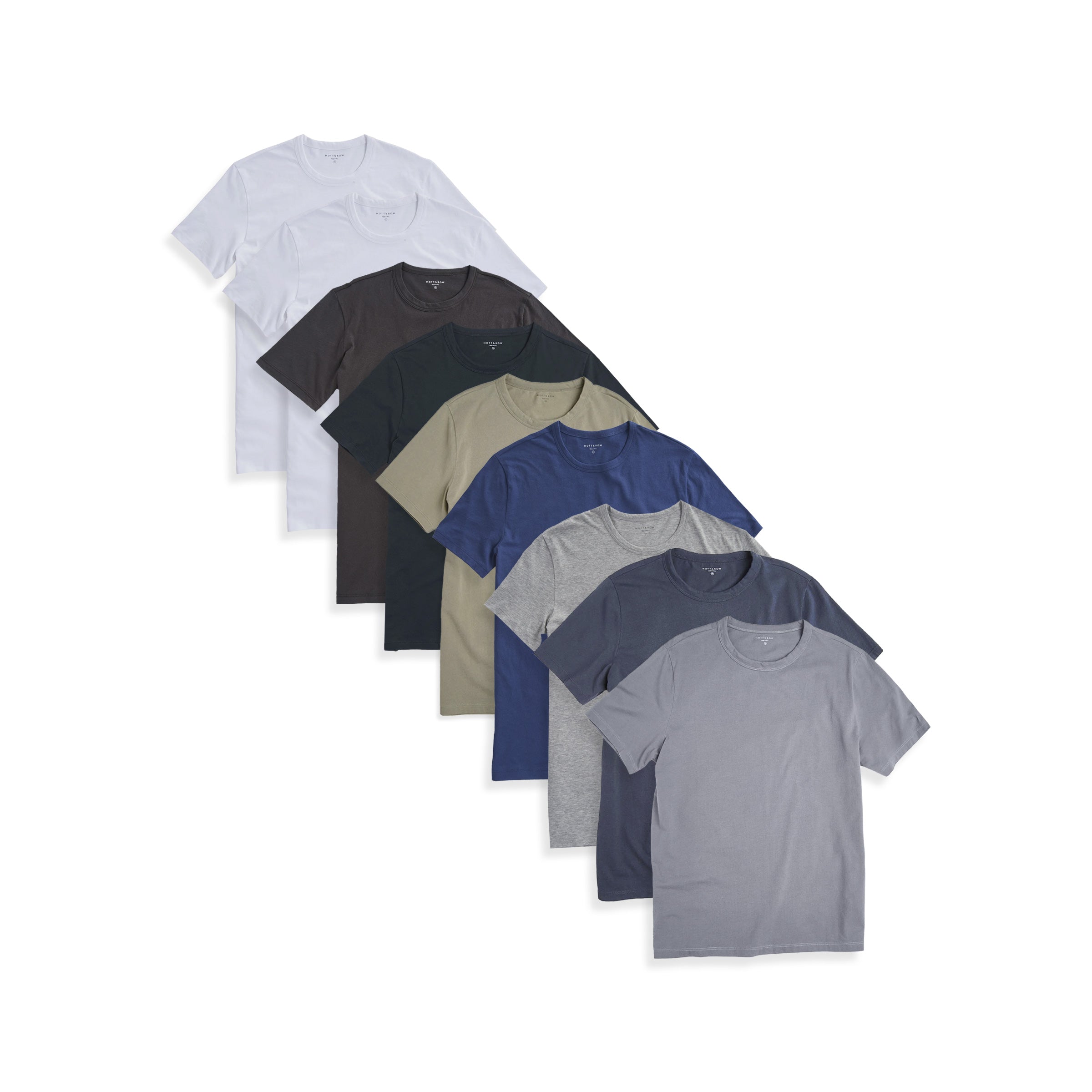  wearing 2 White/Dark Gray/Pine/Military Green/Baltic Blue/Heather Gray/Blue Slate/Gray Blue Classic Crew Driggs 9-Pack