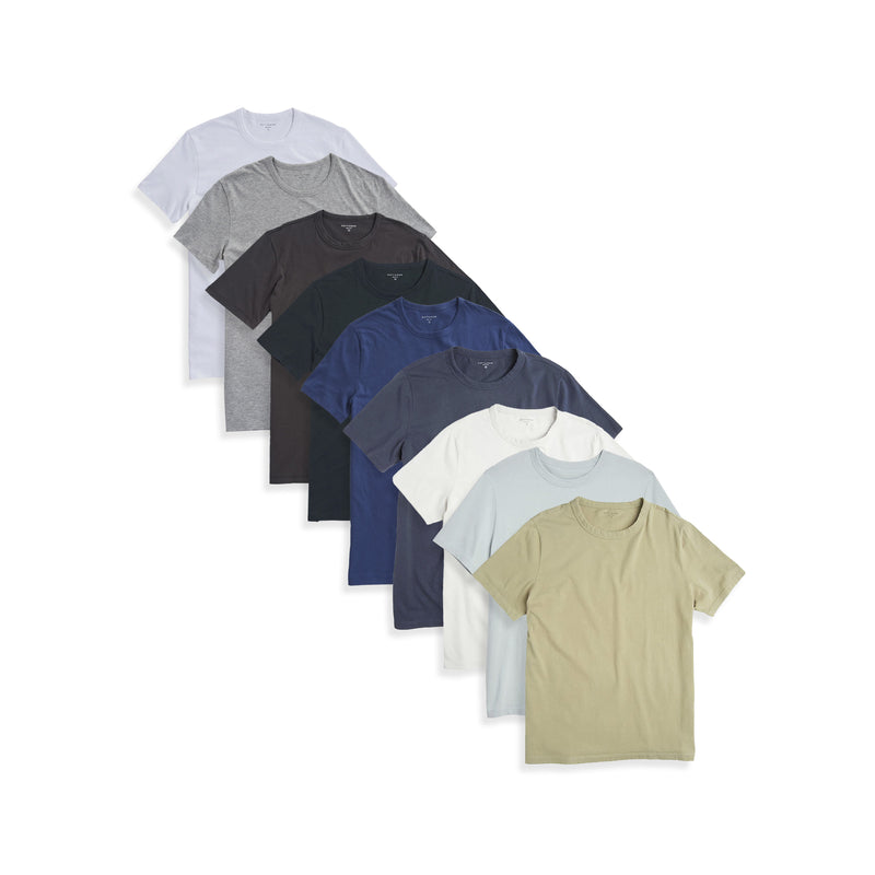  wearing White/Heather Gray/Baltic Blue/Pine/Dark Gray/Blue Slate/Surf/Bone/Desert Classic Crew Driggs 9-Pack