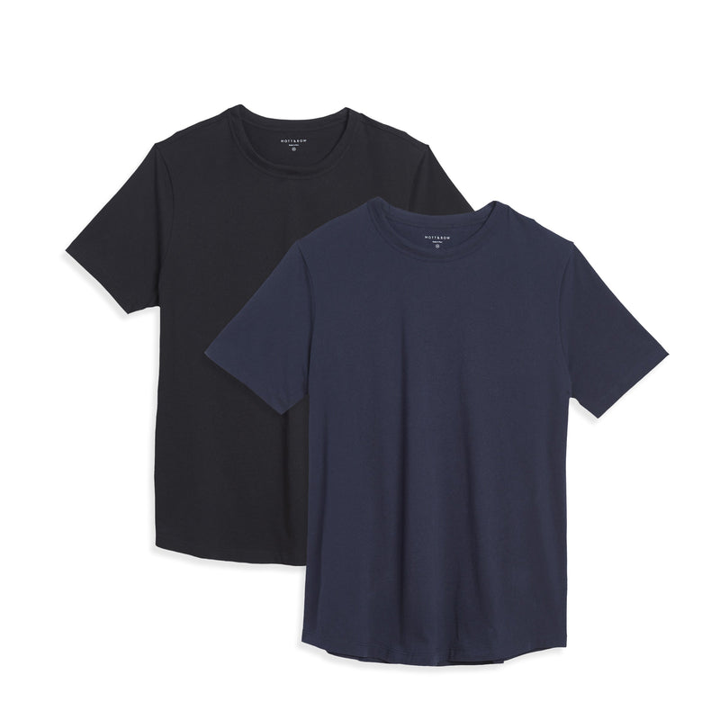 Men wearing Black/Navy Curved Hem Driggs 2-Pack