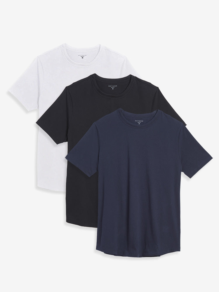 Men wearing Blanc/Blanc/Noir Curved Hem Driggs 3-Pack tees