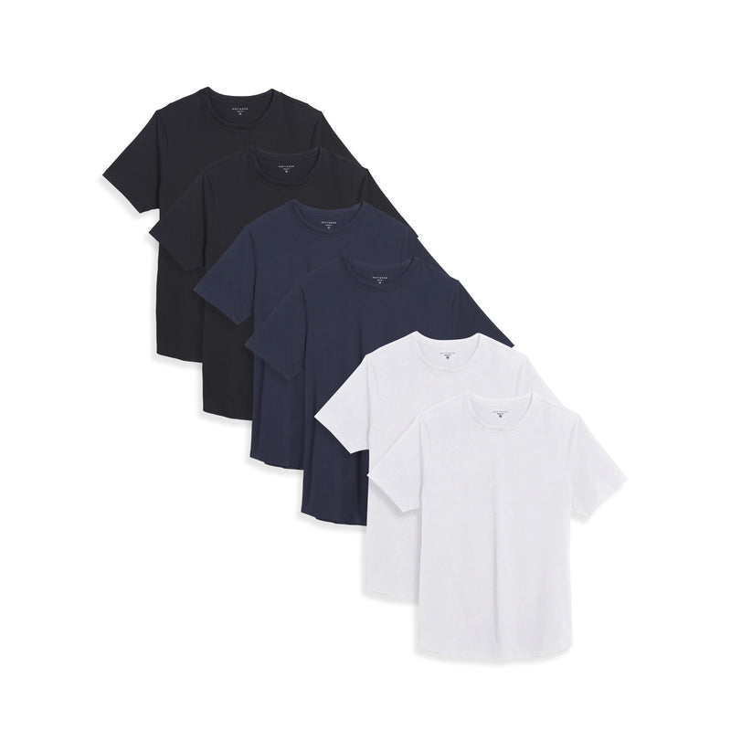  wearing Black/Navy/White Curved Hem Driggs 6-Pack