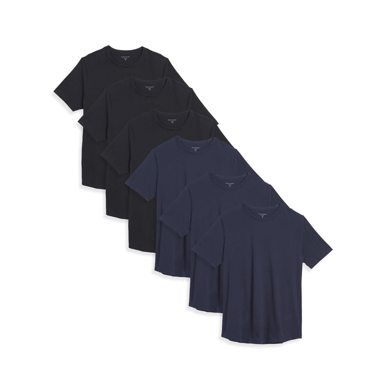  wearing Black/Navy Curved Hem Driggs 6-Pack