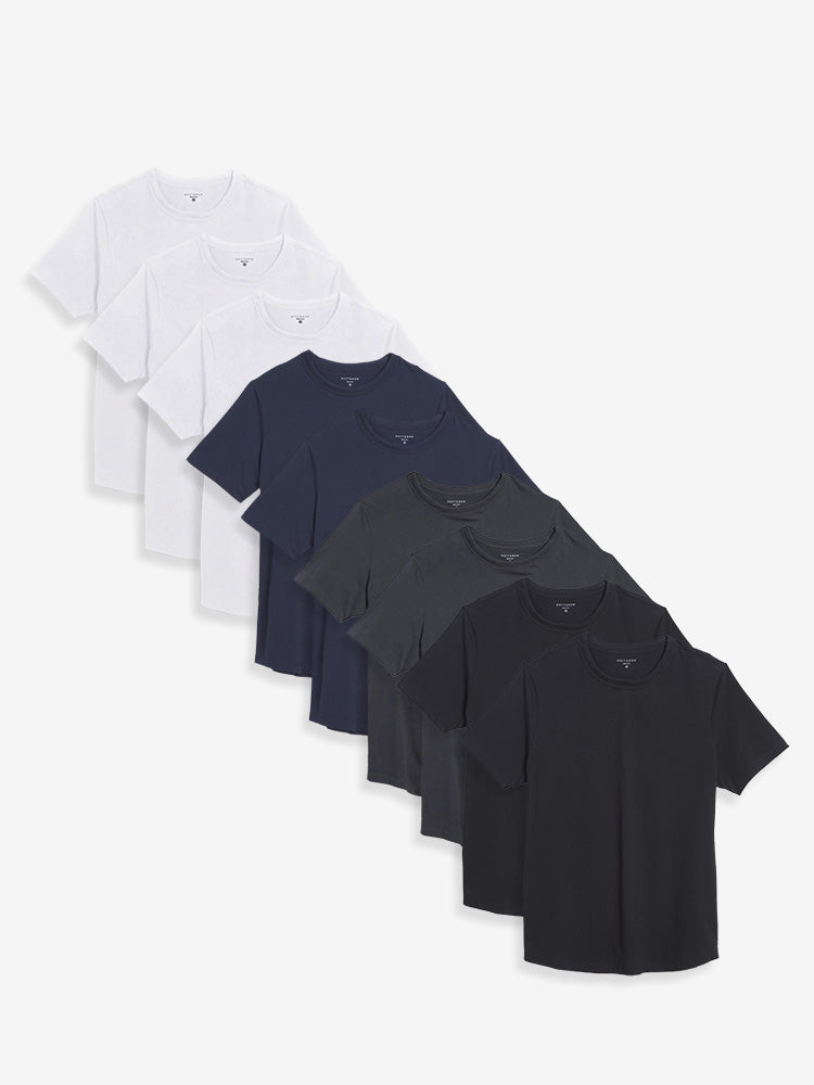 Men wearing Noir/Gris Foncé/Marine Curved Hem Driggs 3-Pack tees