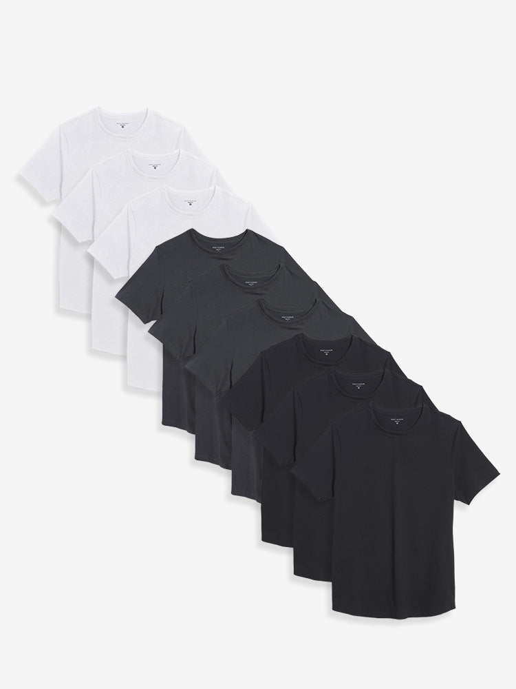 Men wearing Noir/Gris Foncé/Marine Curved Hem Driggs 3-Pack tees