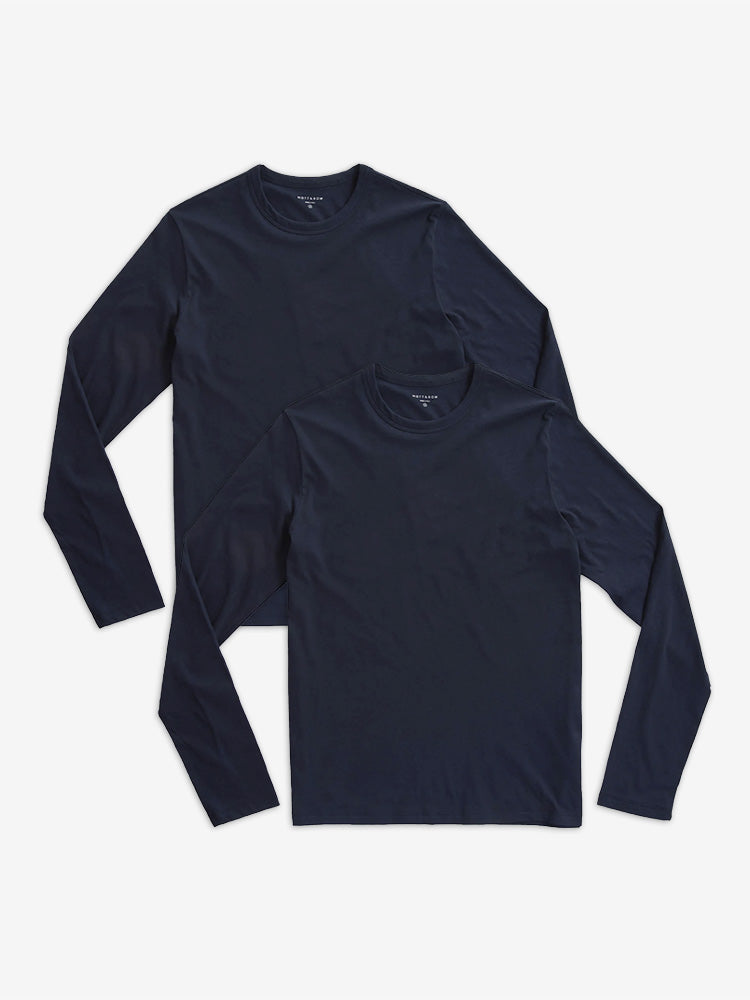  wearing 2 Navy Long Sleeve Crew Tee Driggs 2-Pack