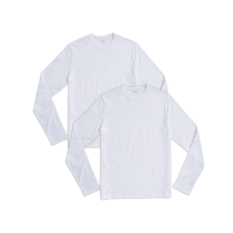  wearing 2 White Long Sleeve Crew Tee Driggs 2-Pack