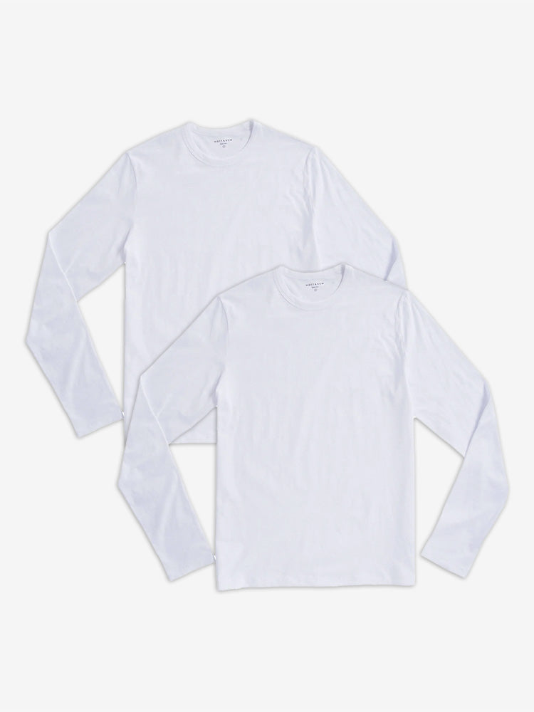  wearing 2 White Long Sleeve Crew Tee Driggs 2-Pack