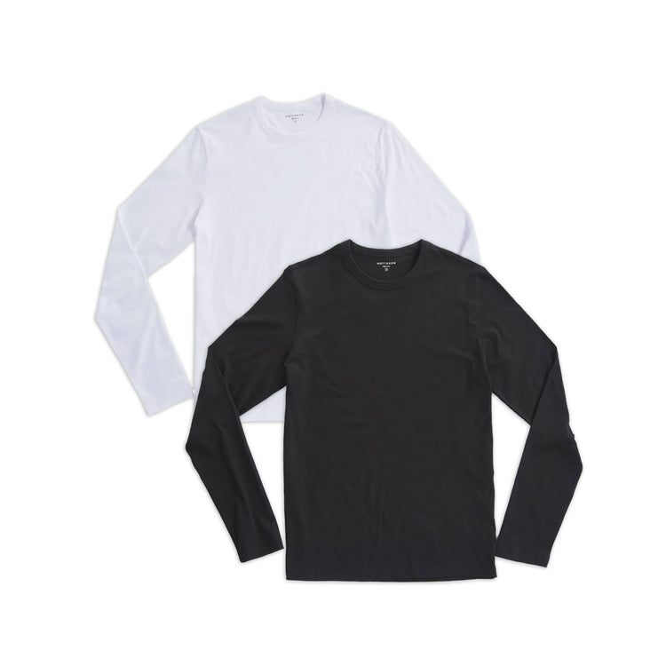  wearing Black/White Long Sleeve Crew Tee Driggs 2-Pack