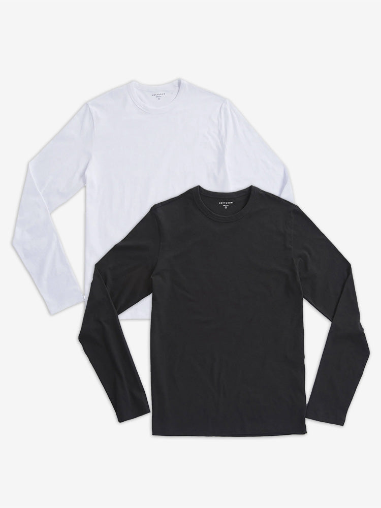  wearing Black/White Long Sleeve Crew Tee Driggs 2-Pack