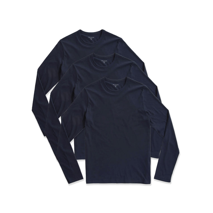  wearing 3 Navy Long Sleeve Crew Tee Driggs 3-Pack