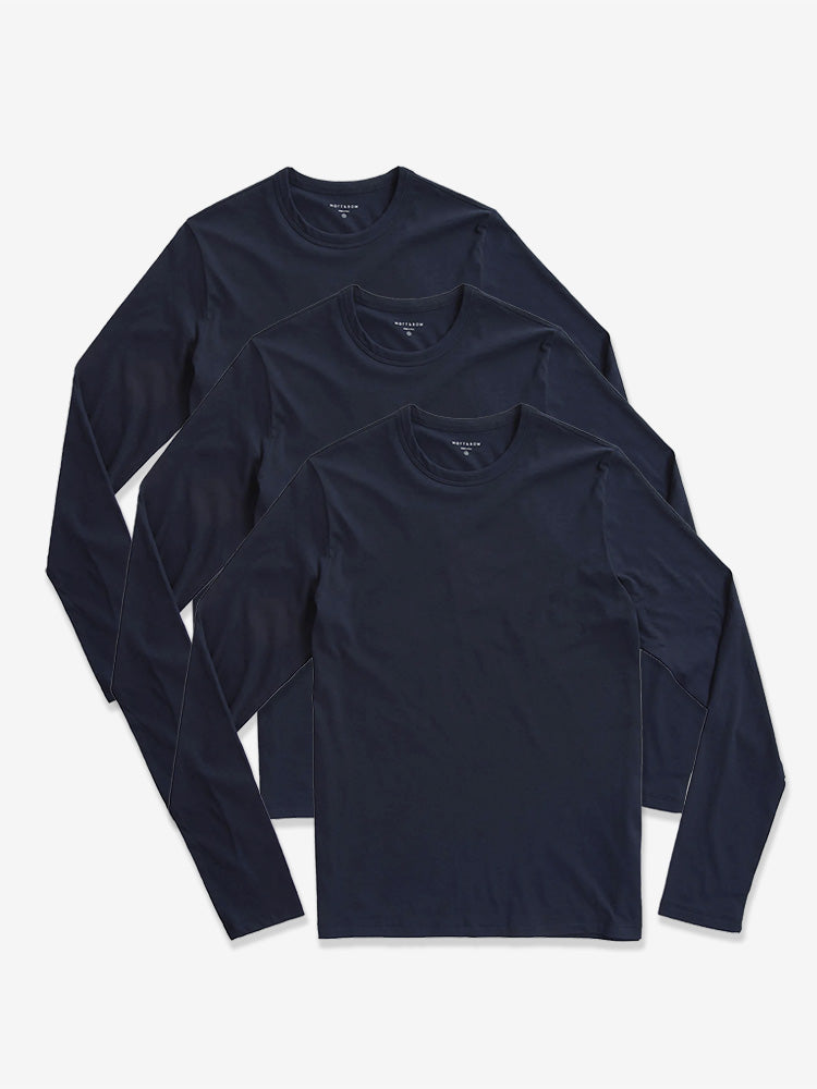  wearing 3 Navy Long Sleeve Crew Tee Driggs 3-Pack