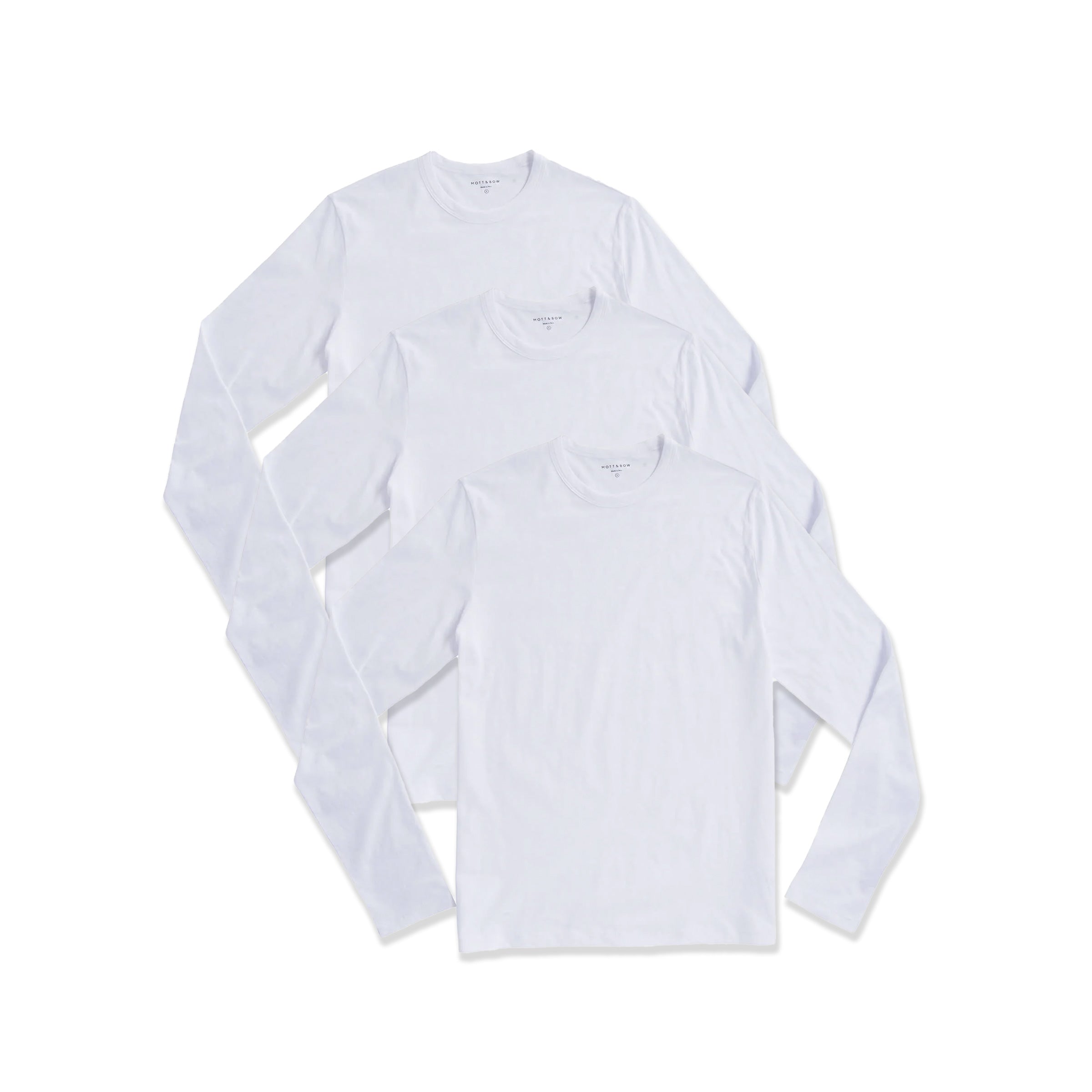  wearing 3 White Long Sleeve Crew Tee Driggs 3-Pack tees