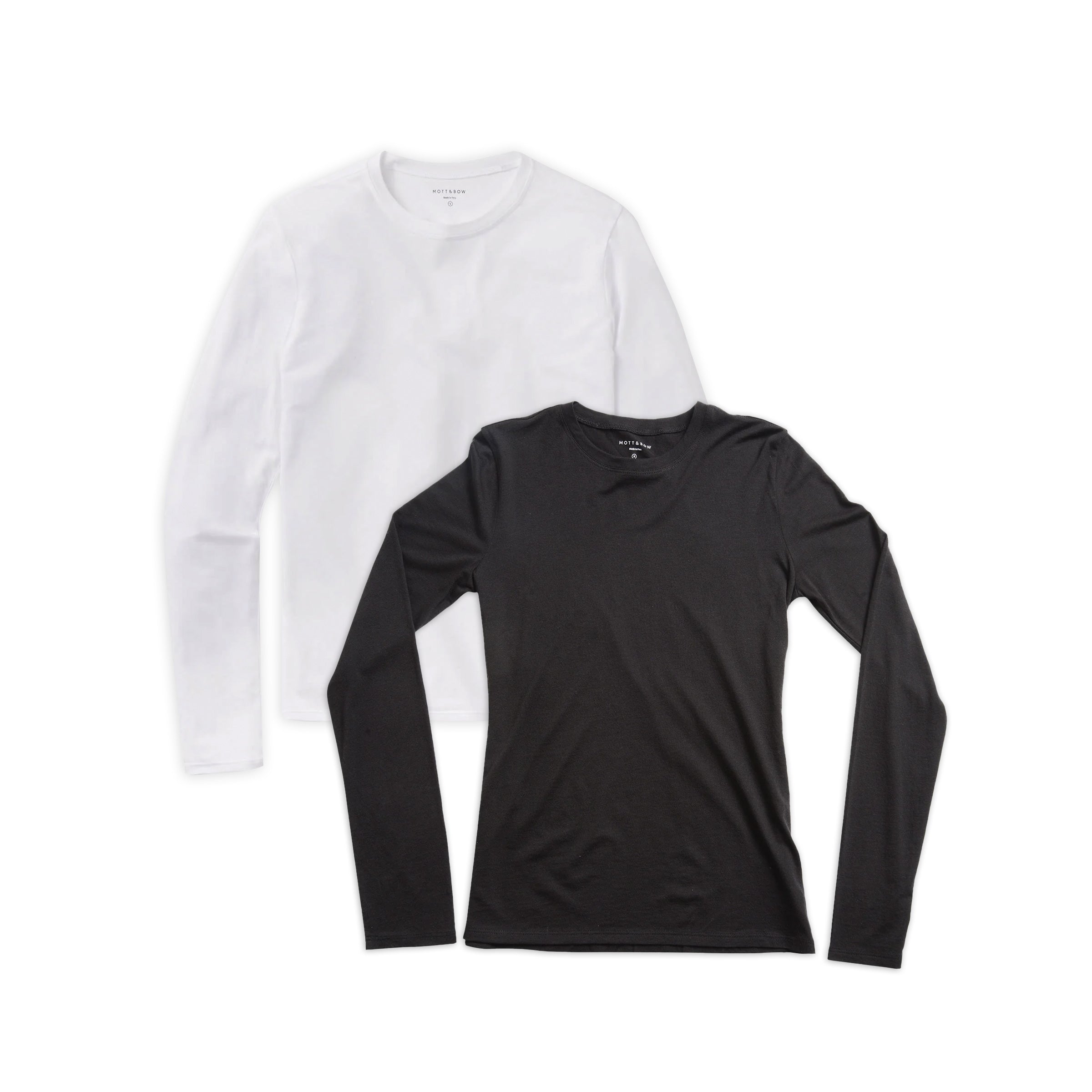  wearing Black/White Long Sleeve Crew Tee Marcy 2-Pack