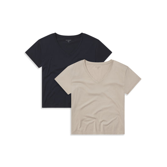 The Cotton Relaxed V-Neck Tee 2-Pack tees