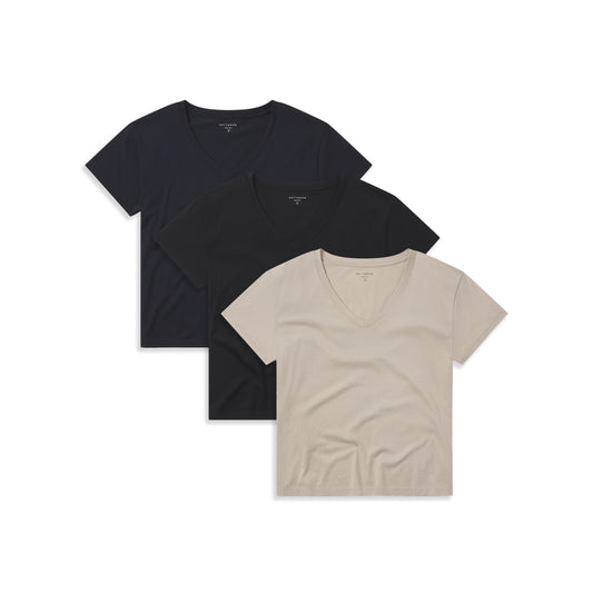 The Cotton Relaxed V-Neck Tee 3-Pack tees