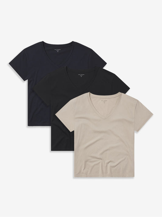 The Cotton Relaxed V-Neck Tee 3-Pack tees