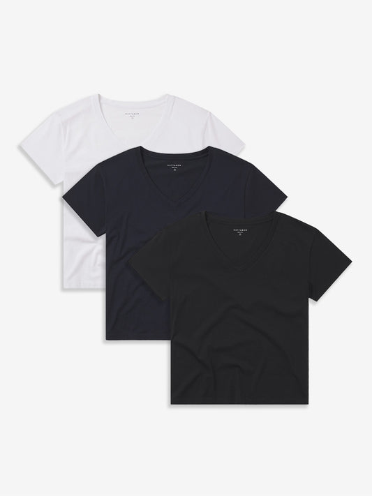 The Cotton Relaxed V-Neck Tee 3-Pack tees