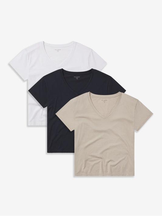 The Cotton Relaxed V-Neck Tee 3-Pack tees