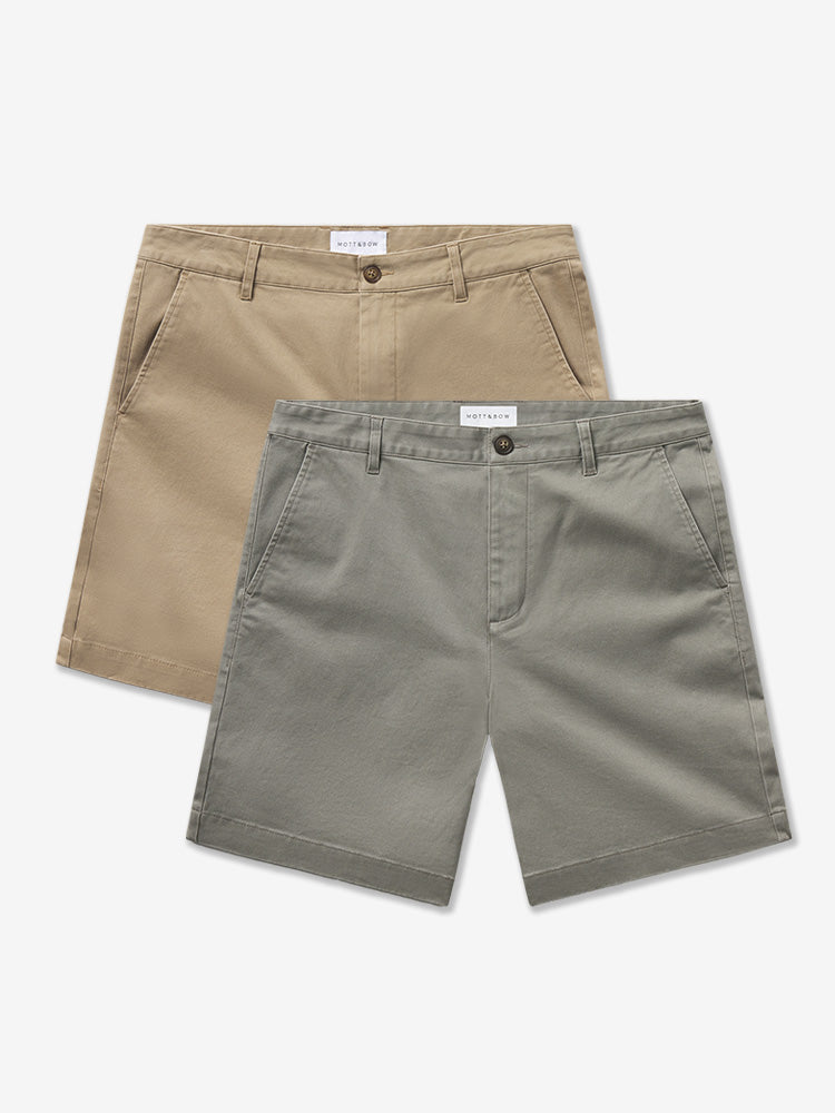 Men wearing Light Sage/Khaki Stretch Chino Short 2-Pack shorts